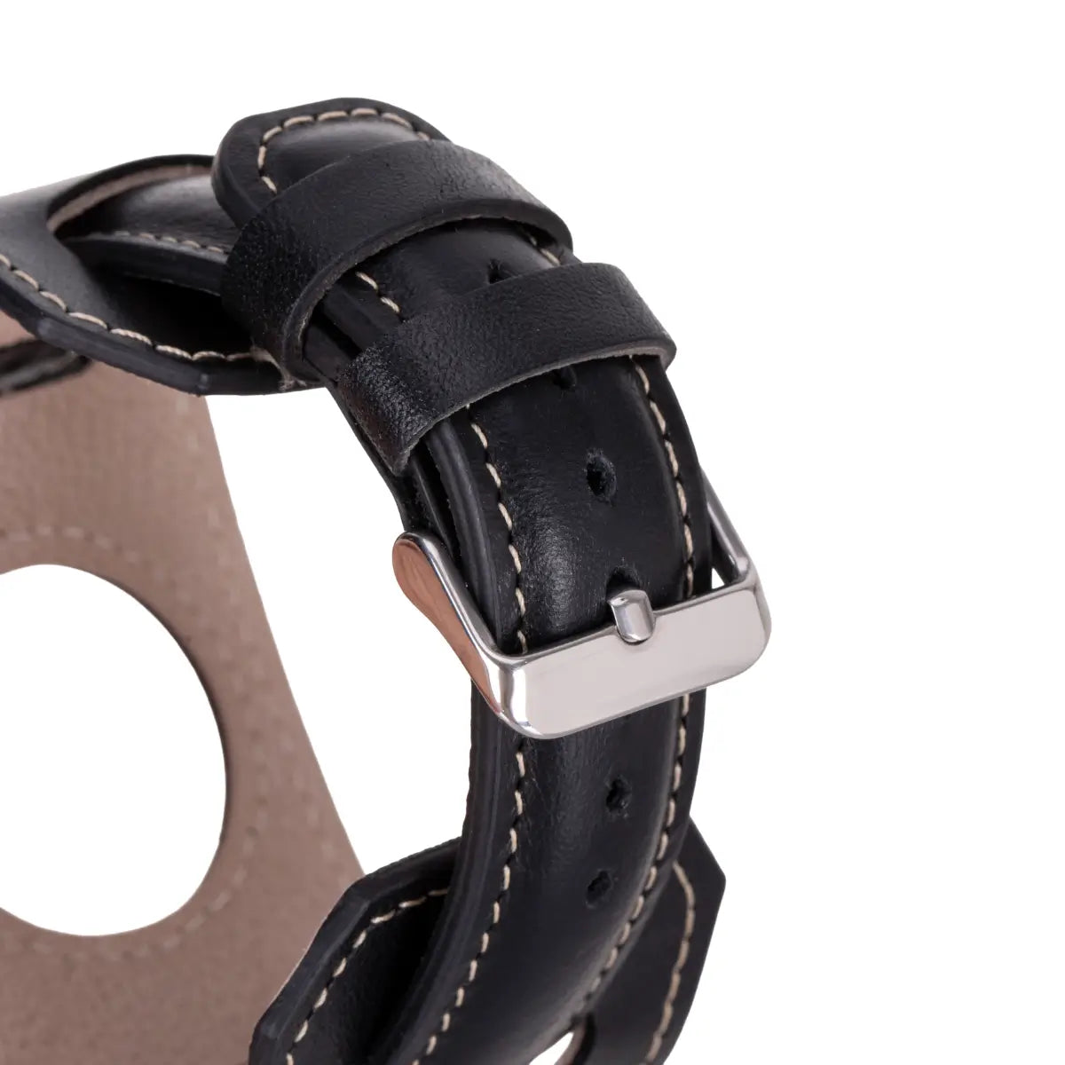 Black Leather Cuff Fitbit Watch Band