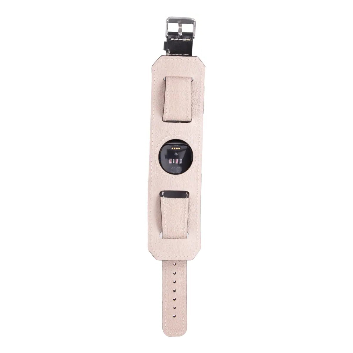 Black Leather Cuff Fitbit Watch Band