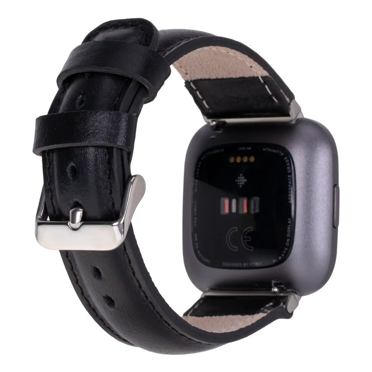 Black Leather Fitbit Watch Band
