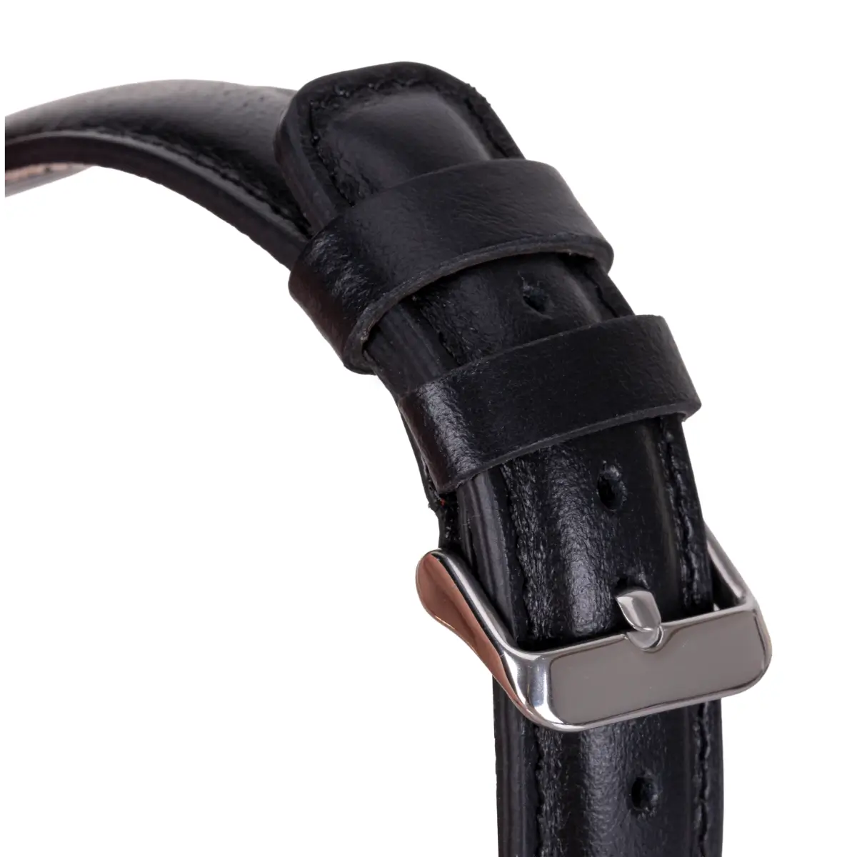 Black Leather Fitbit Watch Band