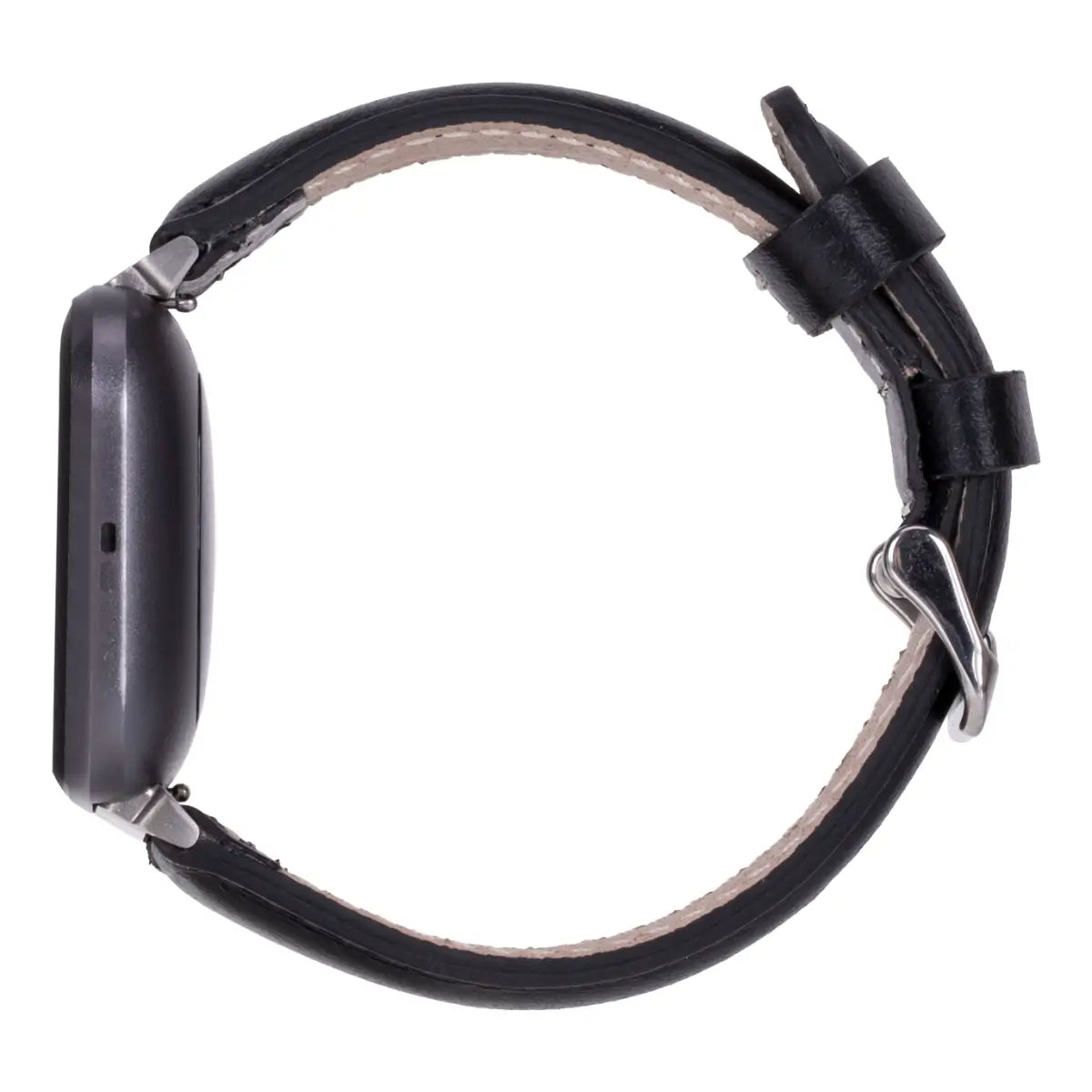 Black Leather Fitbit Watch Band