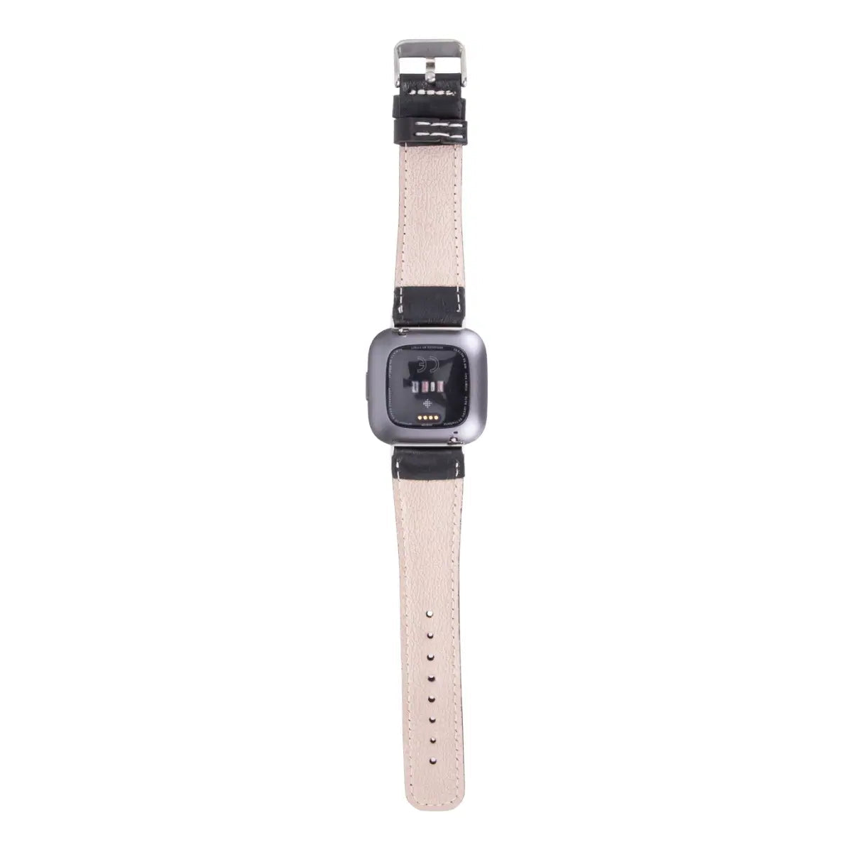 Black Leather Fitbit Watch Band