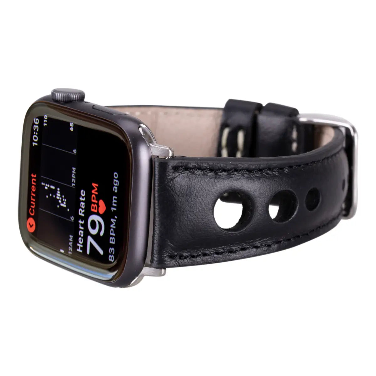 Black Leather Rally Apple Watch Band