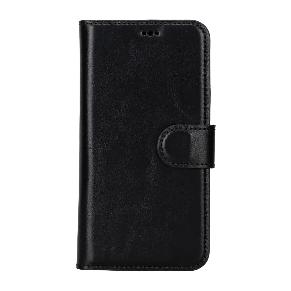 Black Leather Wallet Case for iPhone 15 Pro