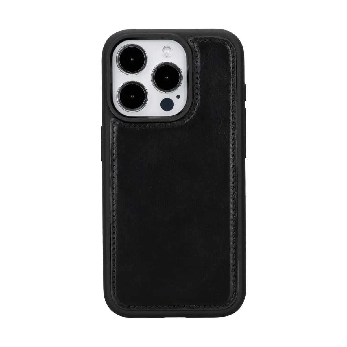 Black Leather Wallet Case for iPhone 15 Pro