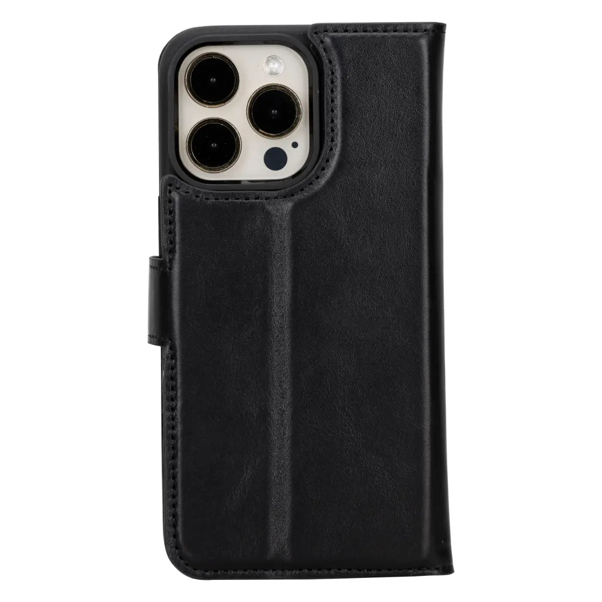 Black Leather Wallet Case for iPhone 15 Pro Max