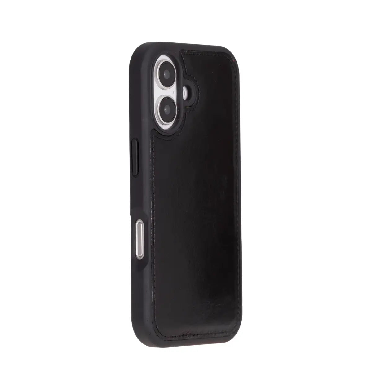 Black Leather Wallet Case for iPhone 16 Plus