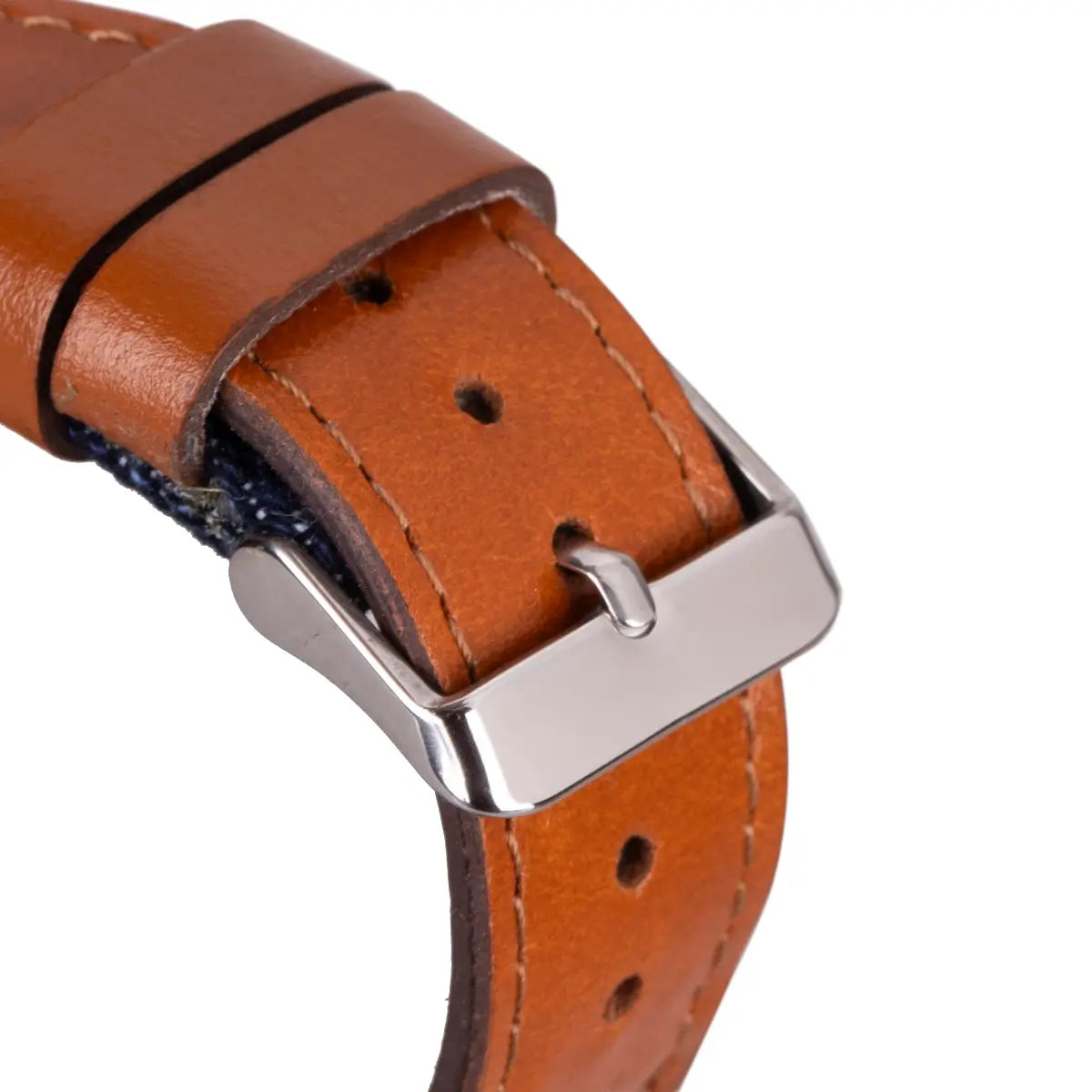Blue Denim Brown Leather Sport Apple Watch Band