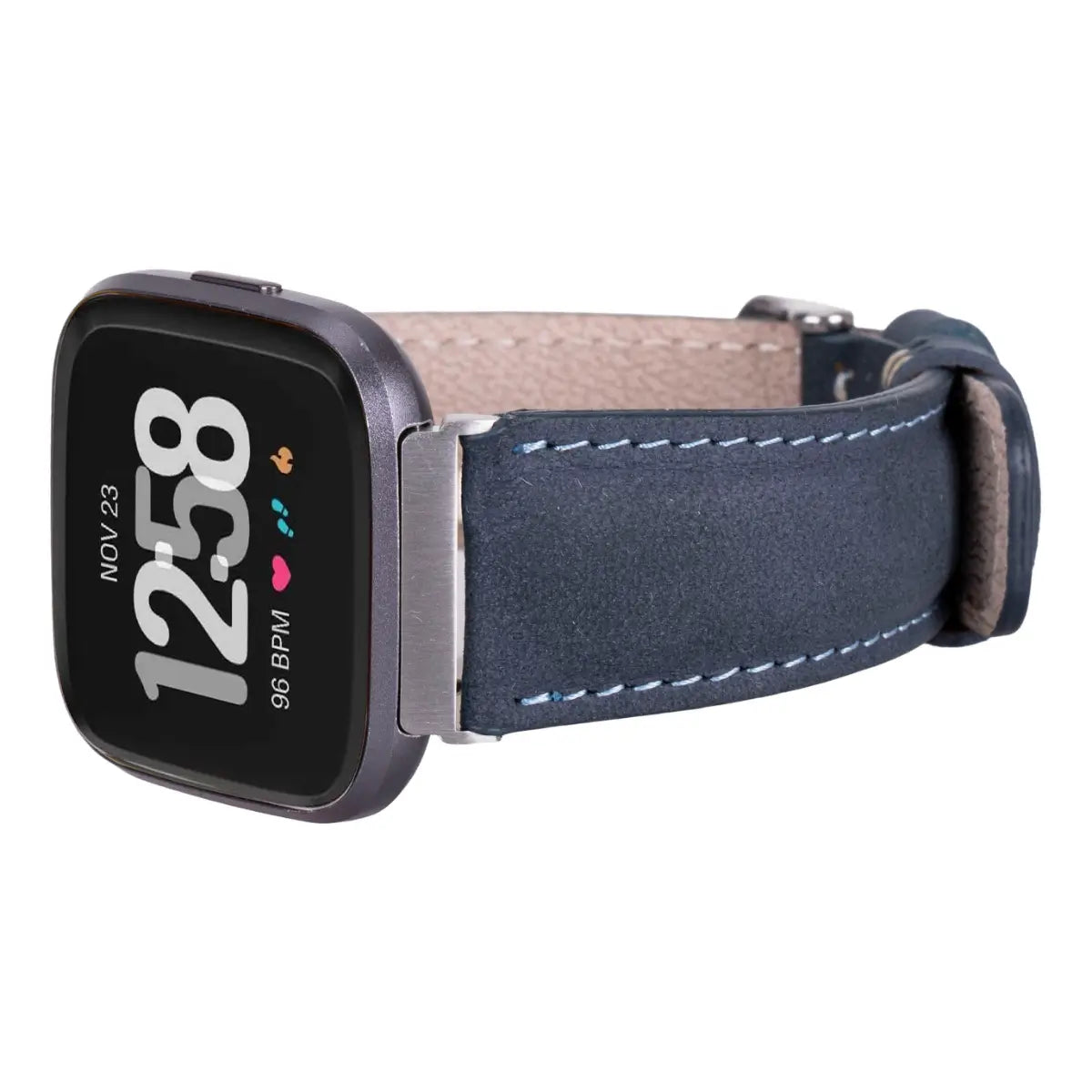 Blue Leather Fitbit Watch Band