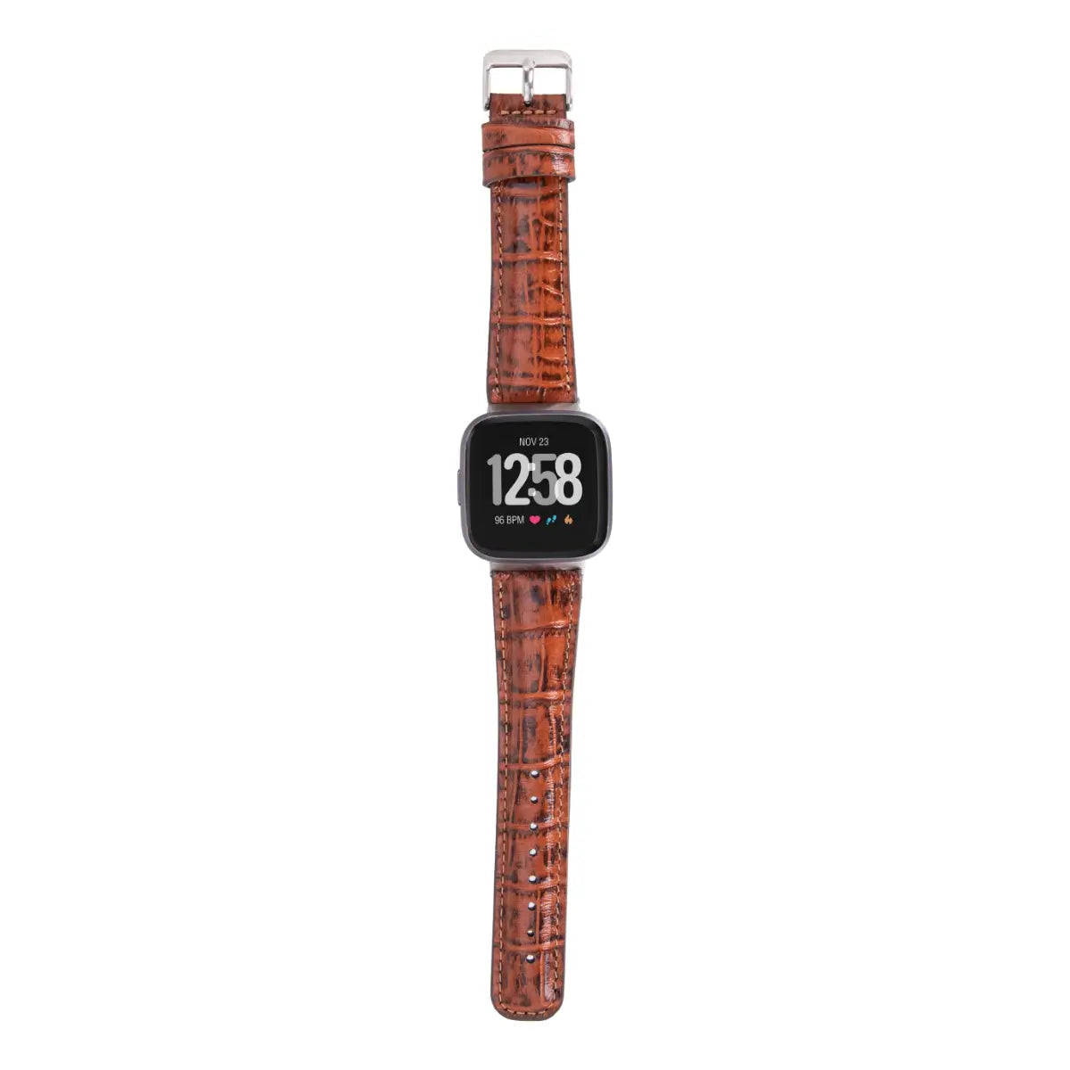 Brown Croco Pattern Leather Fitbit Watch Band