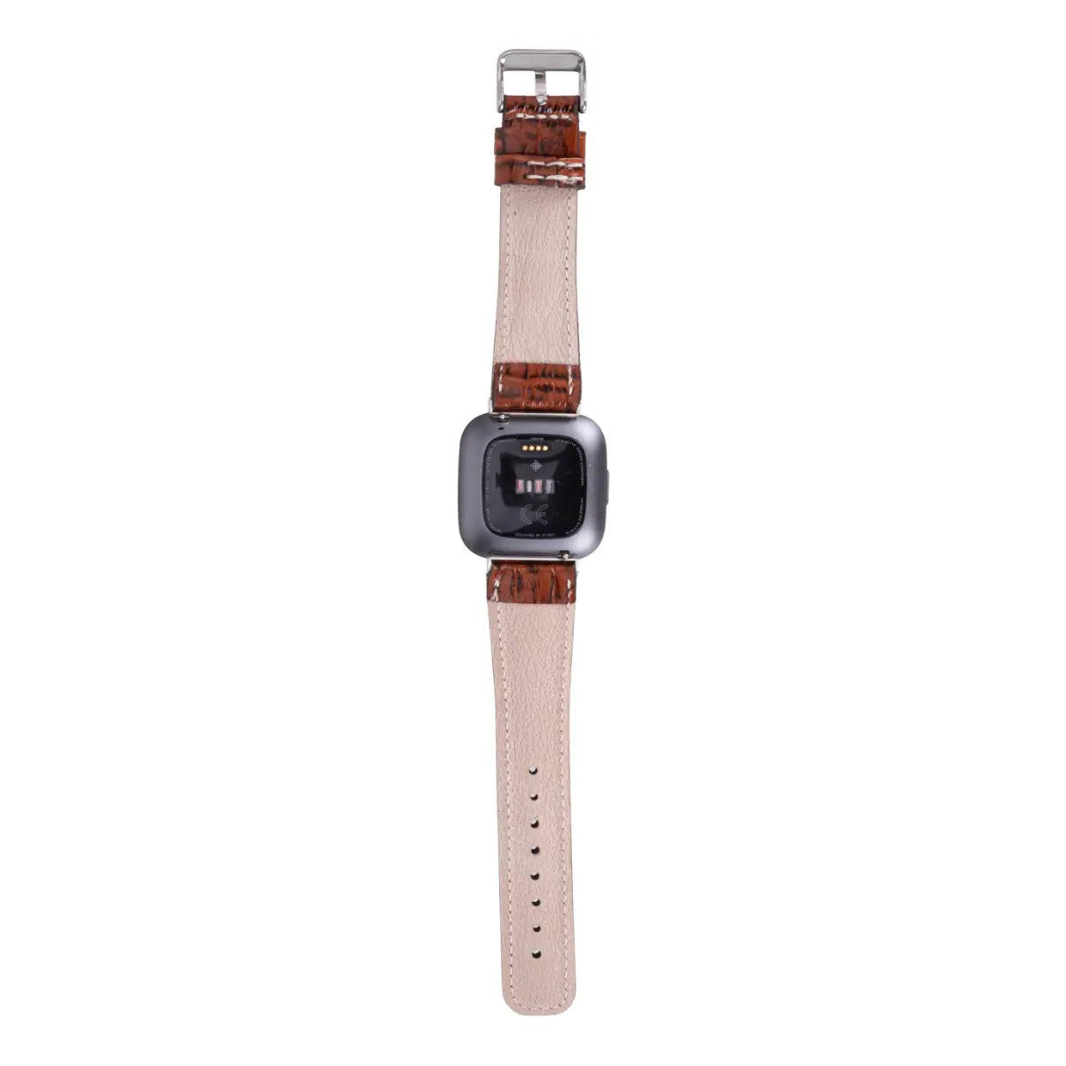 Brown Croco Pattern Leather Fitbit Watch Band