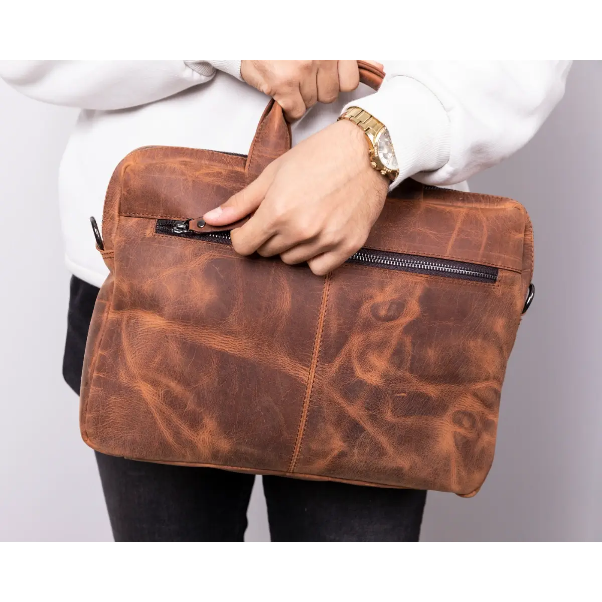 Brown Leather Business Briefcase