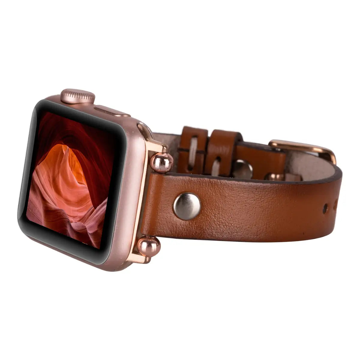 Brown Leather Ultra Slim Apple Watch Band