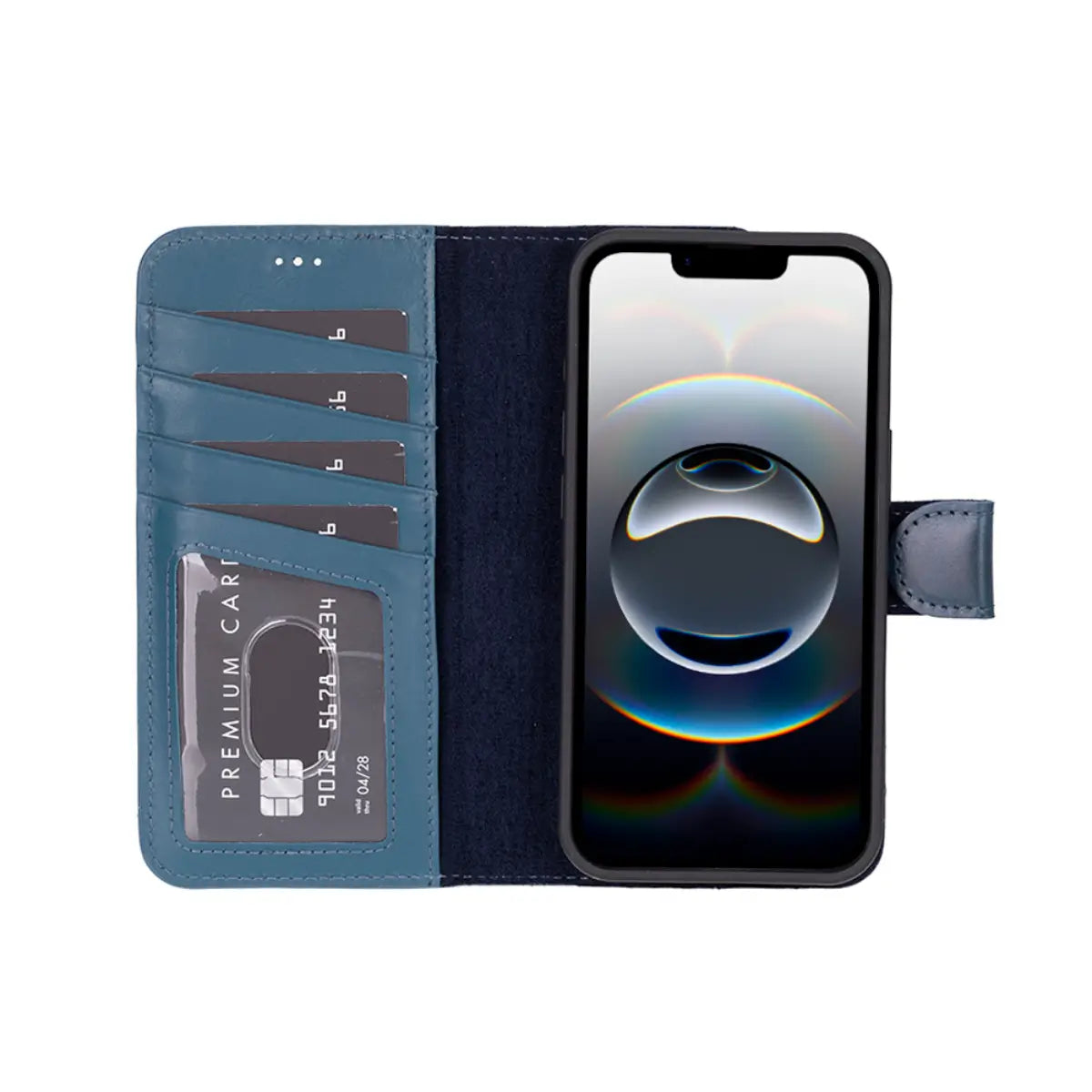 Burnished Blue Leather Wallet Case for iPhone 16e
