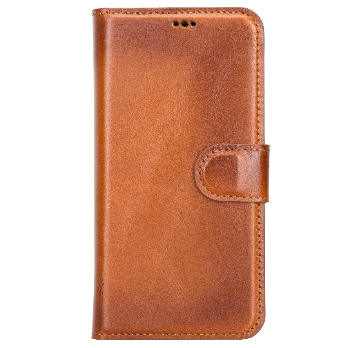 Burnished Tan Leather Wallet Case for iPhone 13 Mini