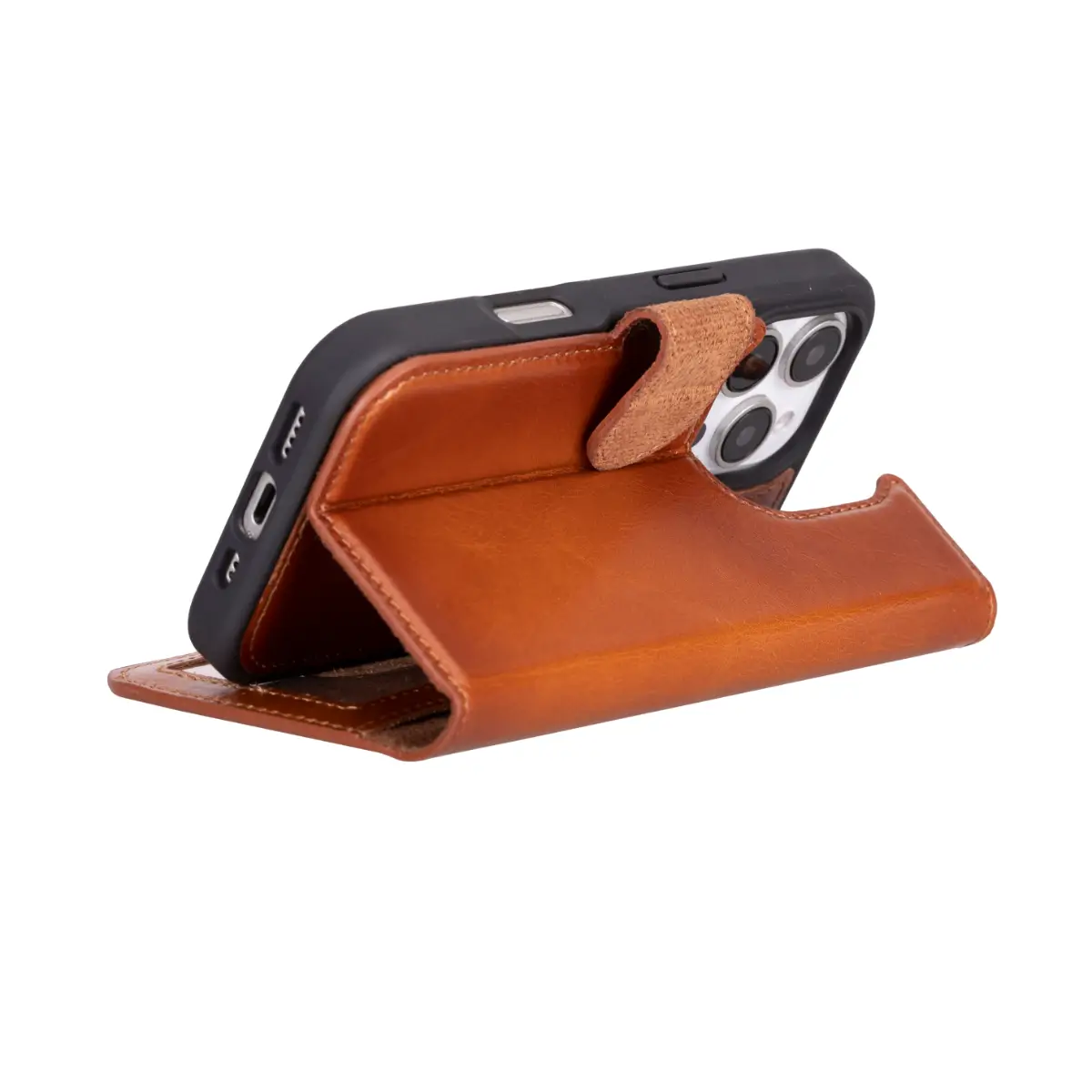 Burnished Tan Leather Wallet Case for iPhone 16 Pro