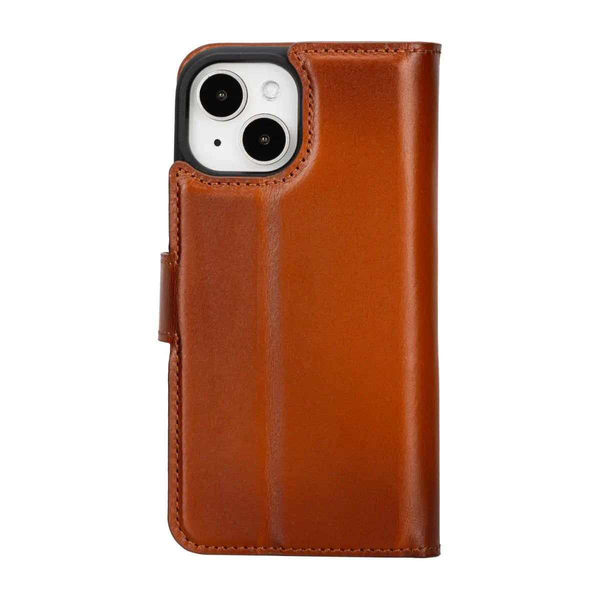 Burnished Brown Leather Wallet Case for iPhone 15 Plus
