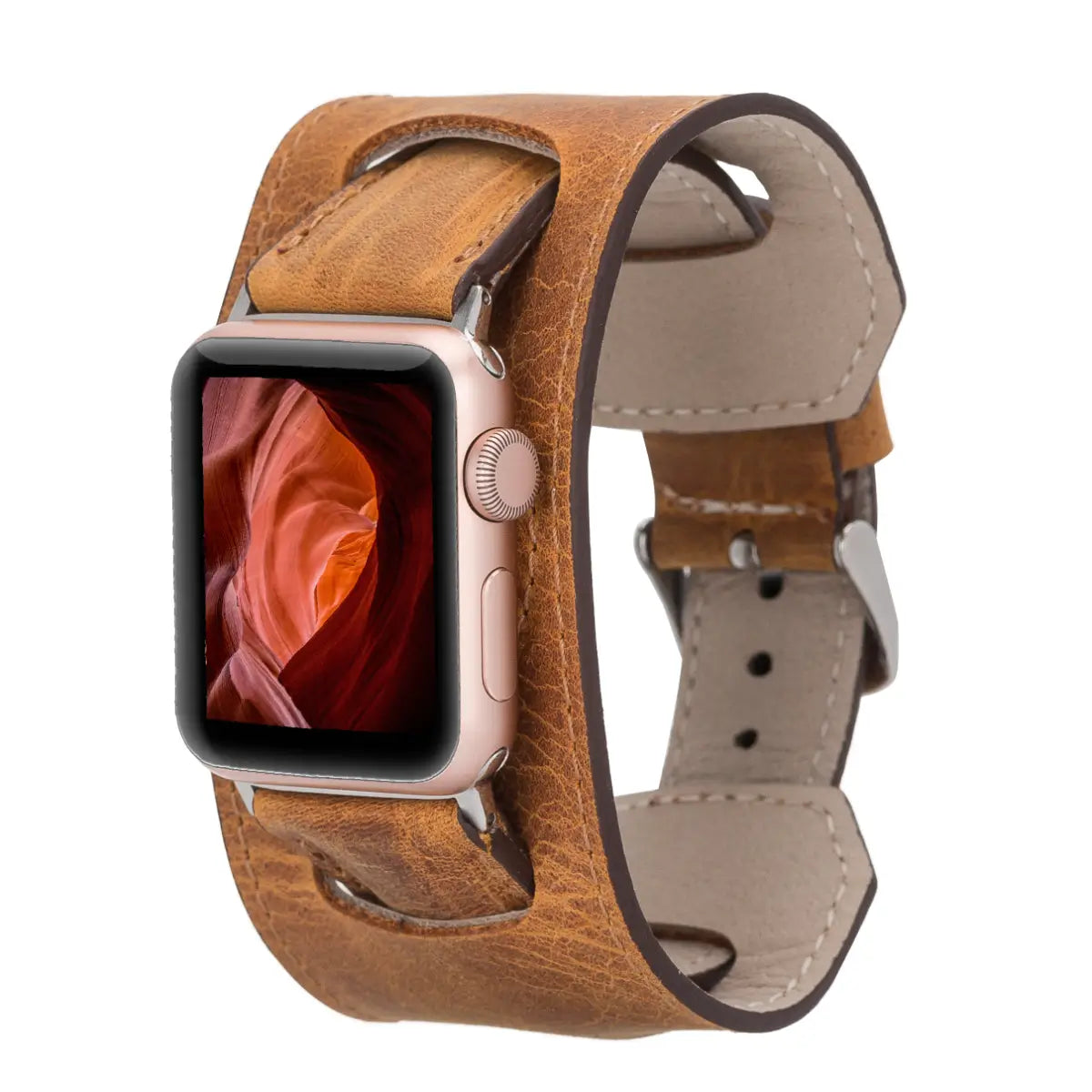 Camel Brown Leather Apple Watch Band