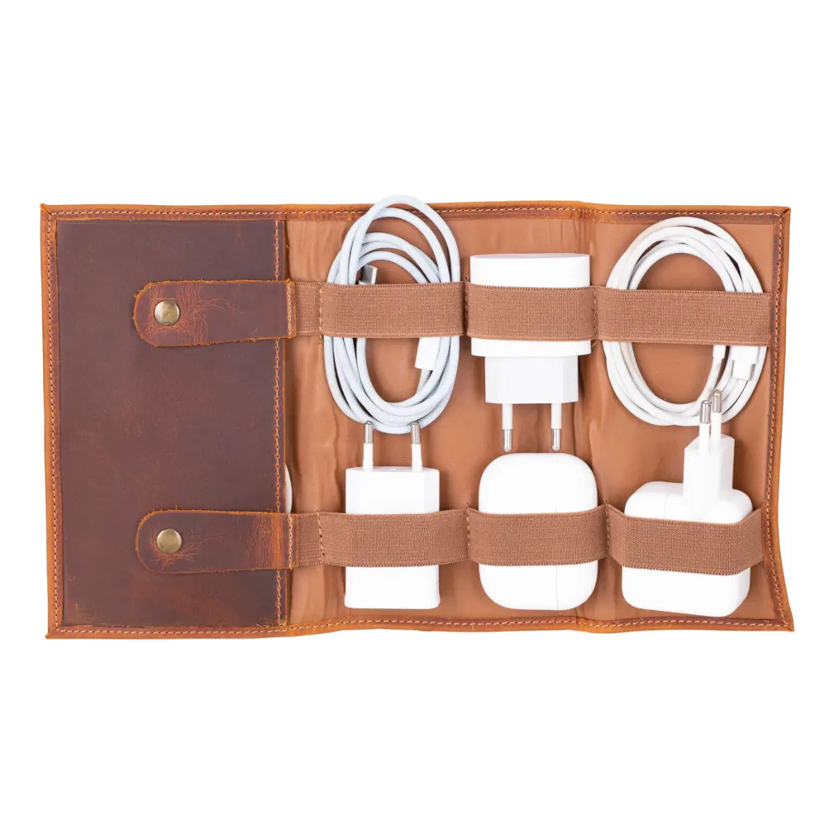 Camel Brown Leather Cable Organizer