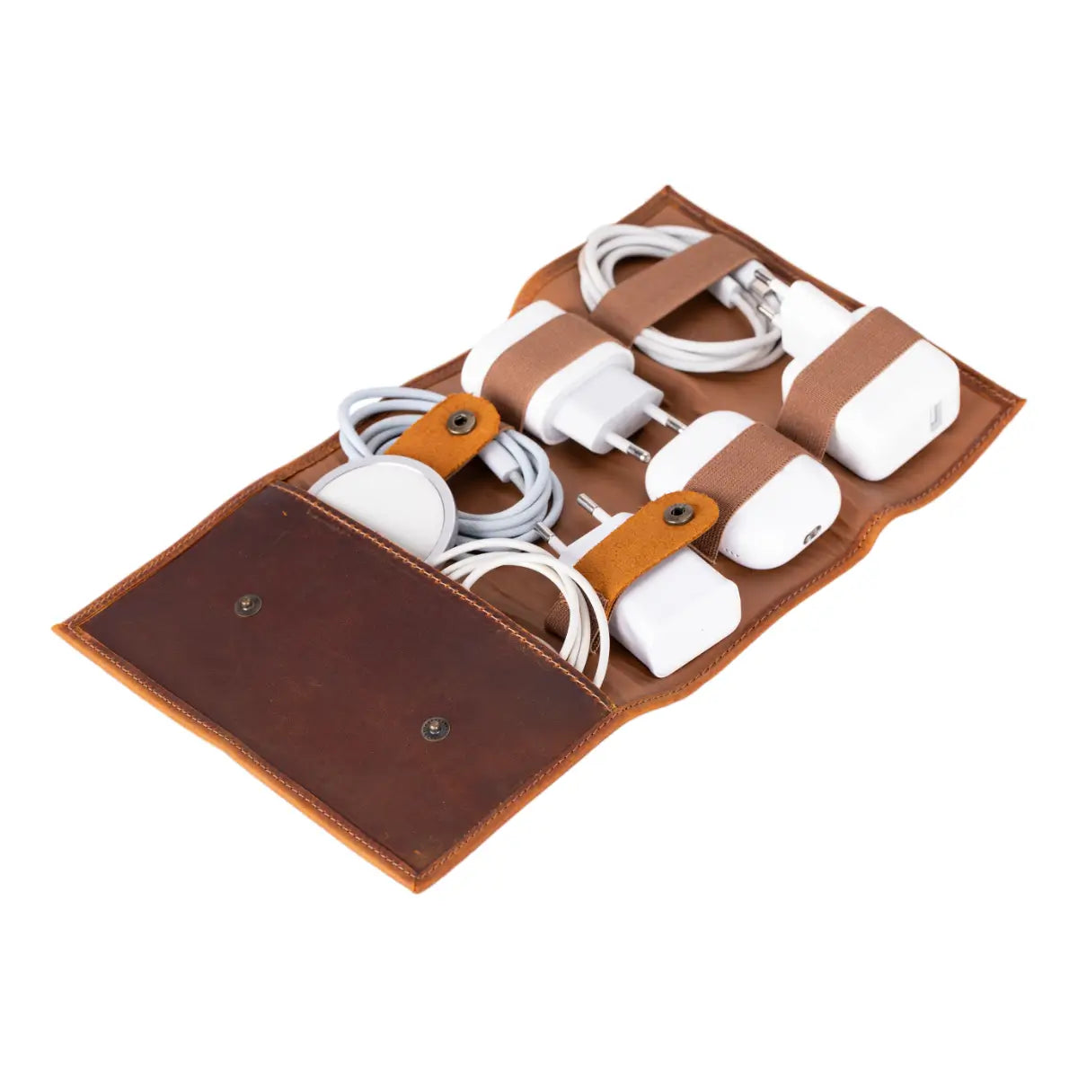 Camel Brown Leather Cable Organizer