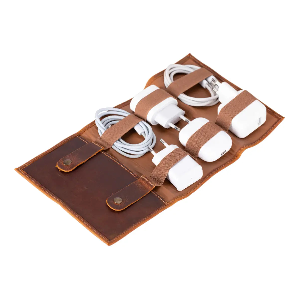 Camel Brown Leather Cable Organizer