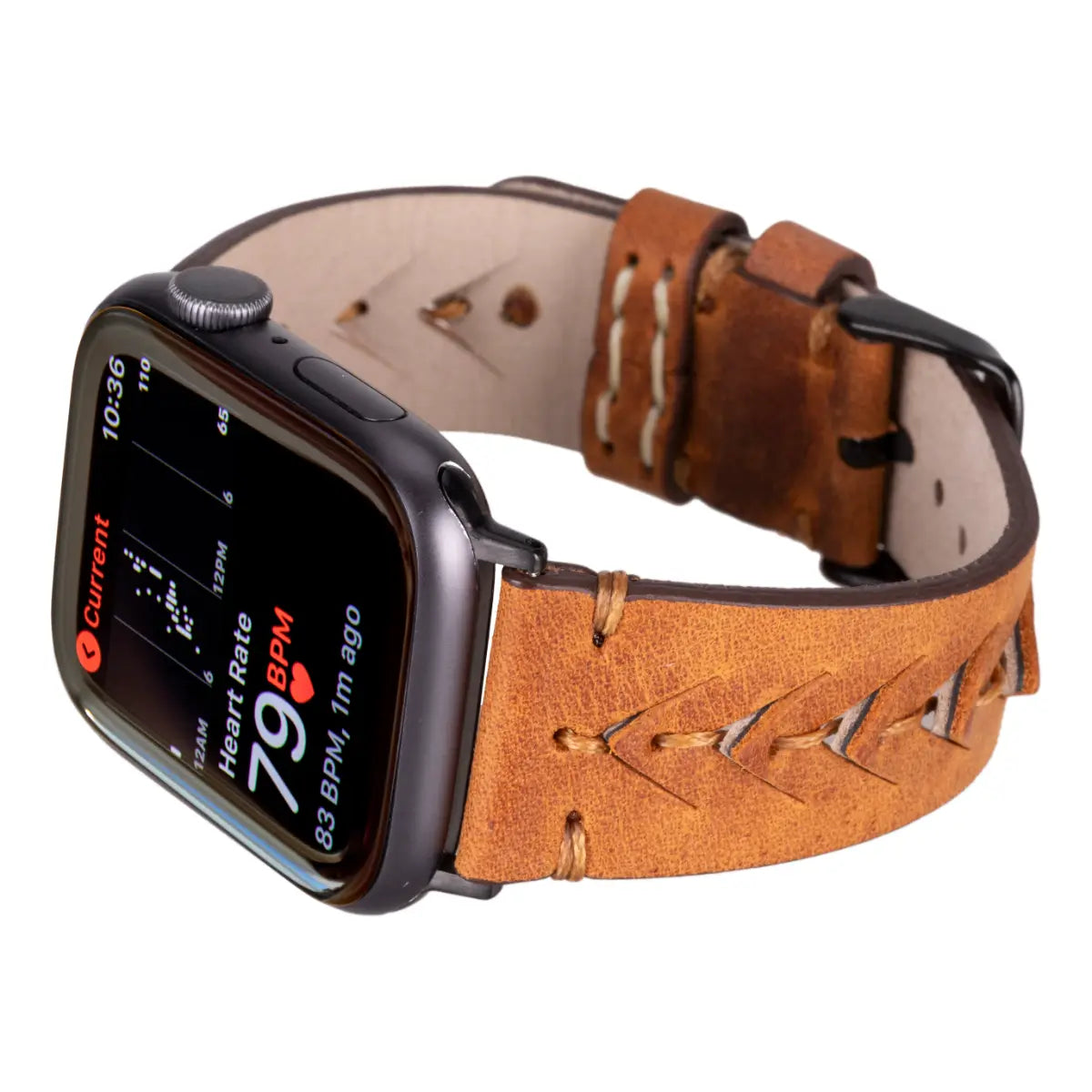 Camel Brown Leather Sport Apple Watch Band