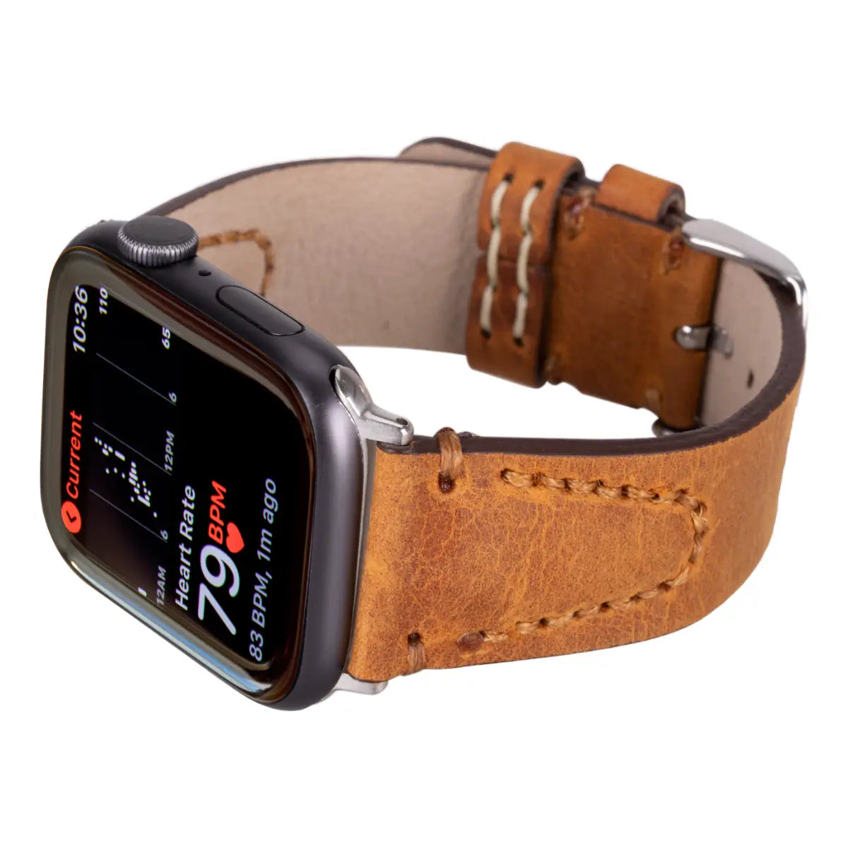 Camel Brown Leather Sport Apple Watch Band