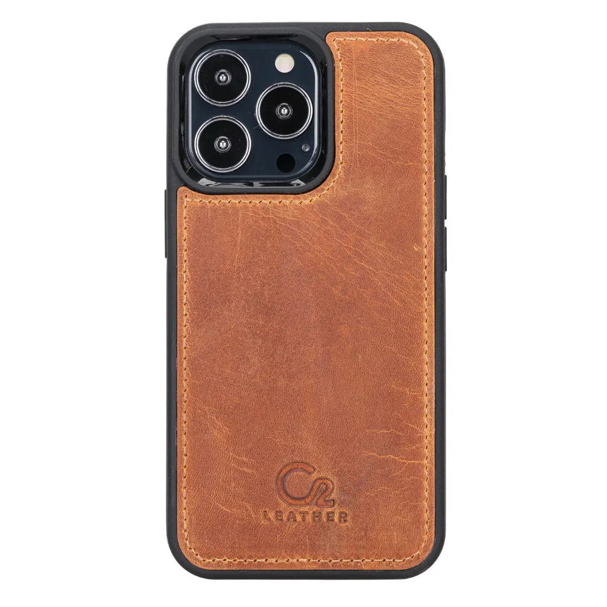 Camel Brown Leather Wallet Case for iPhone 13 Pro