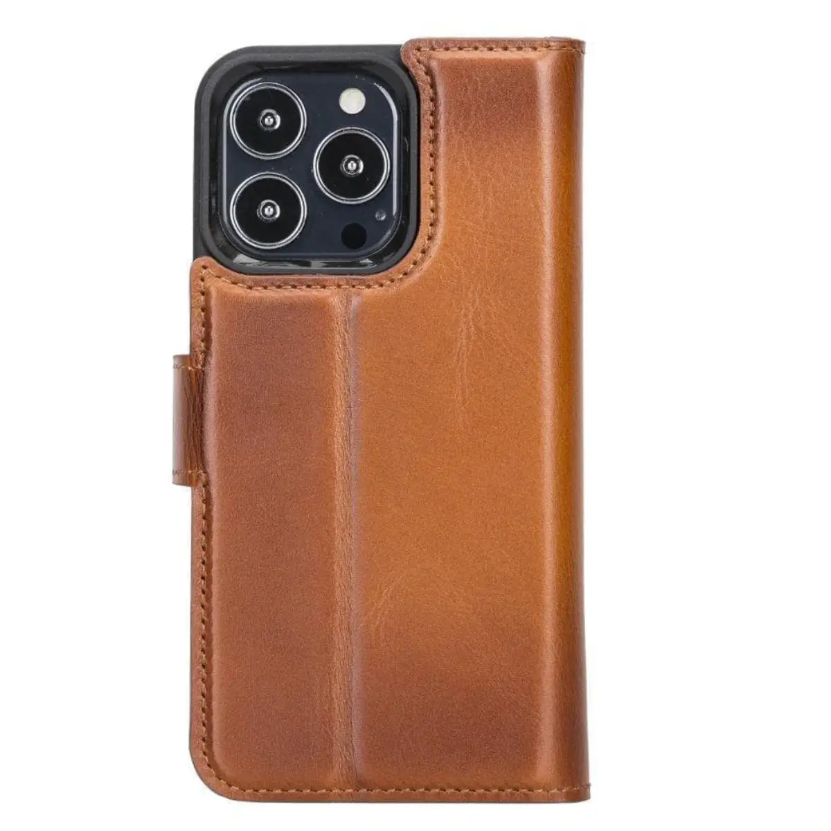 Camel Brown Leather Wallet Case for iPhone 13 Pro Max