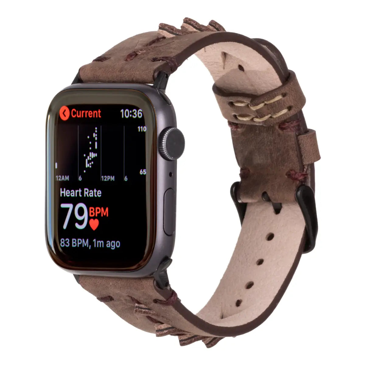 Dark Brown Leather Sport Apple Watch Band