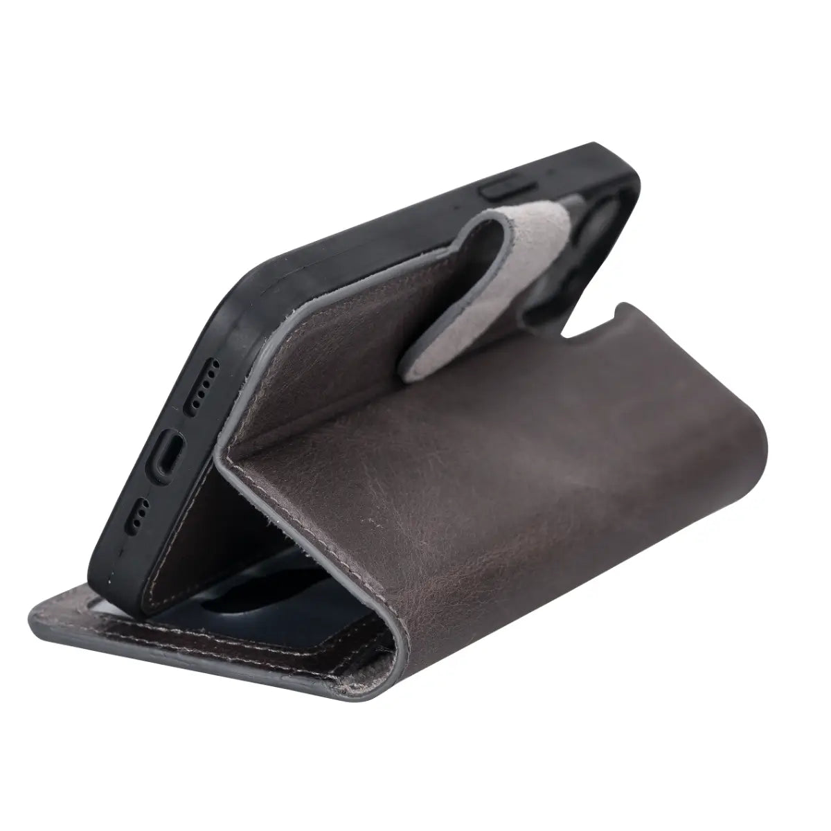 Dark Gray iPhone 13 Leather Case-O2 Leather