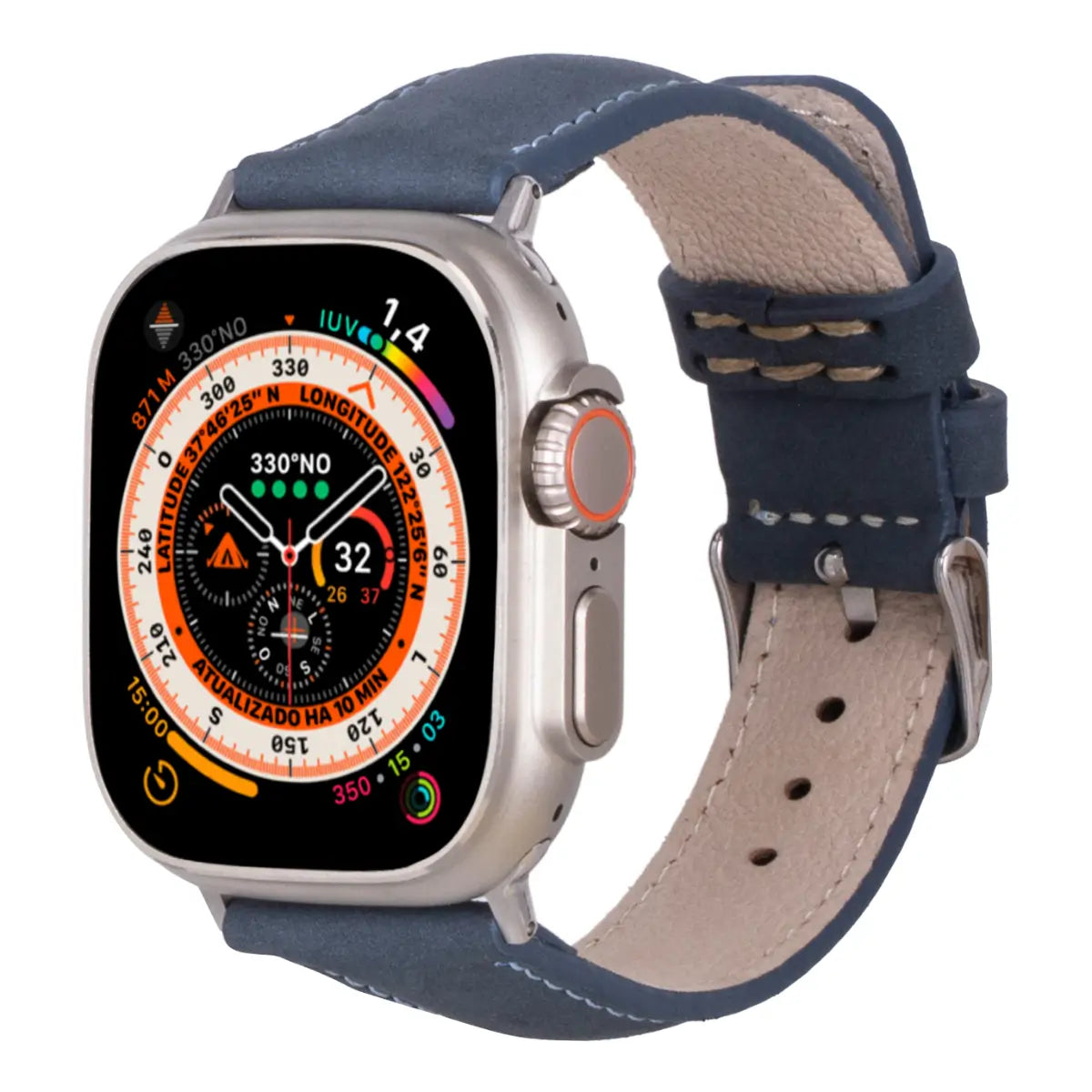 Distressed Blue Leather Classic Apple Watch Band