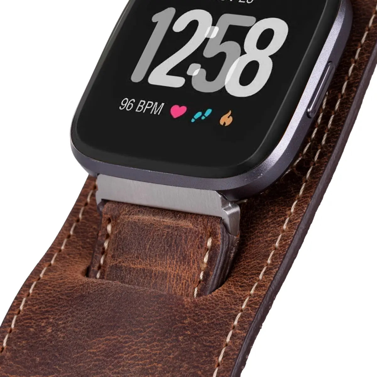 Distressed Brown Leather Cuff Fitbit Watch Band