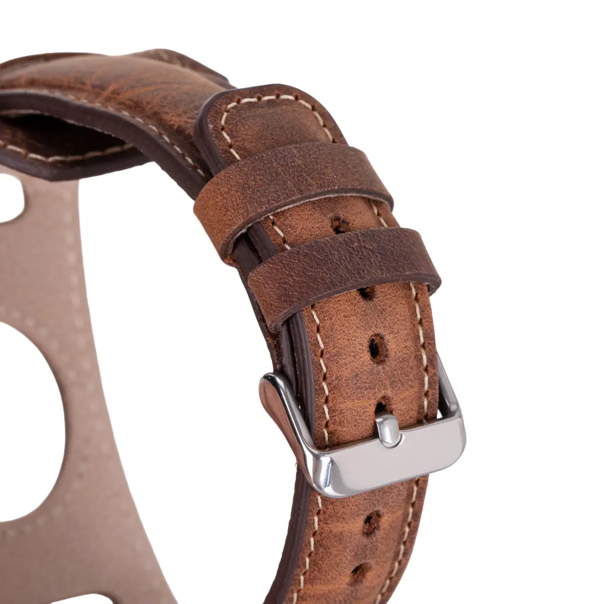 Distressed Brown Leather Cuff Fitbit Watch Band