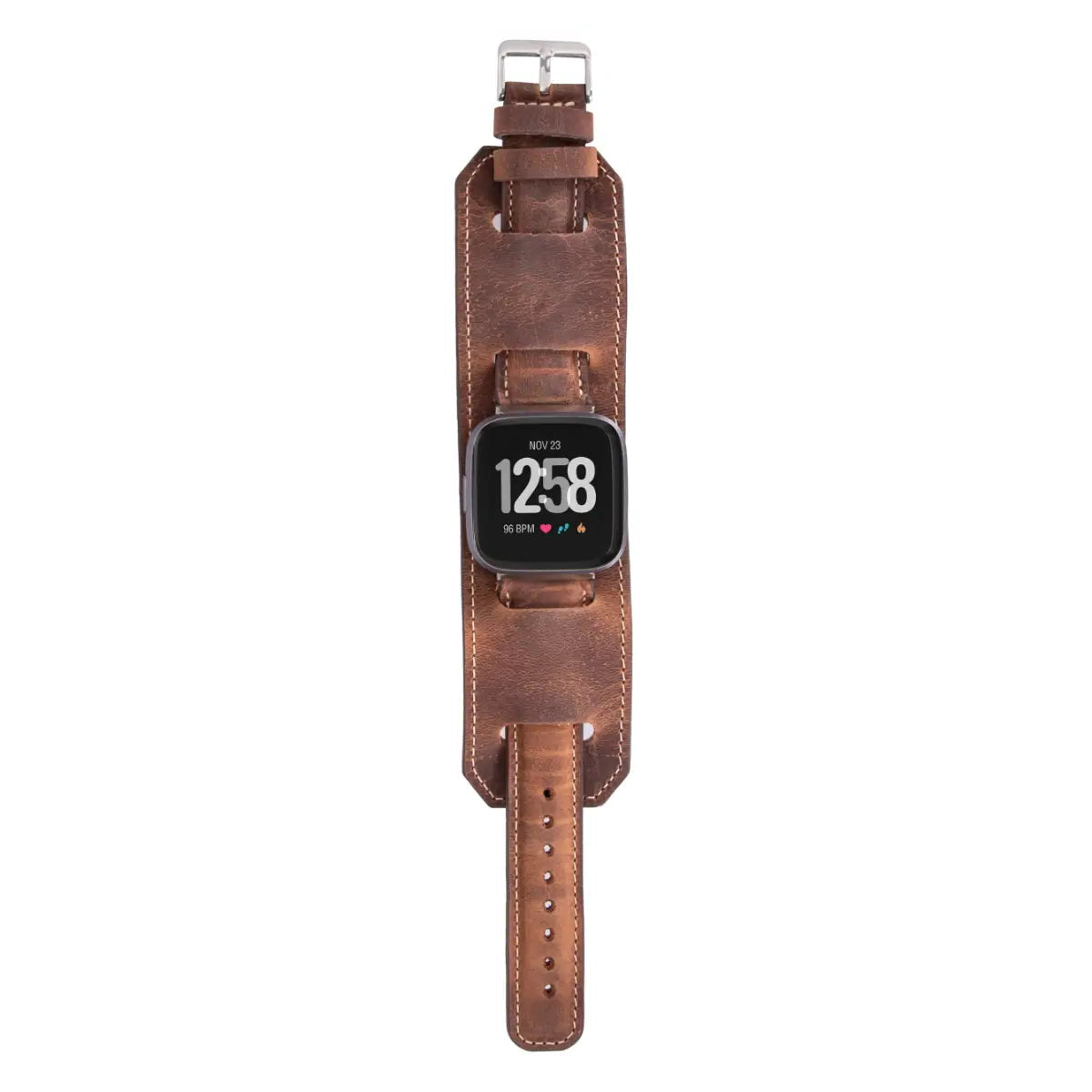 Distressed Brown Leather Cuff Fitbit Watch Band