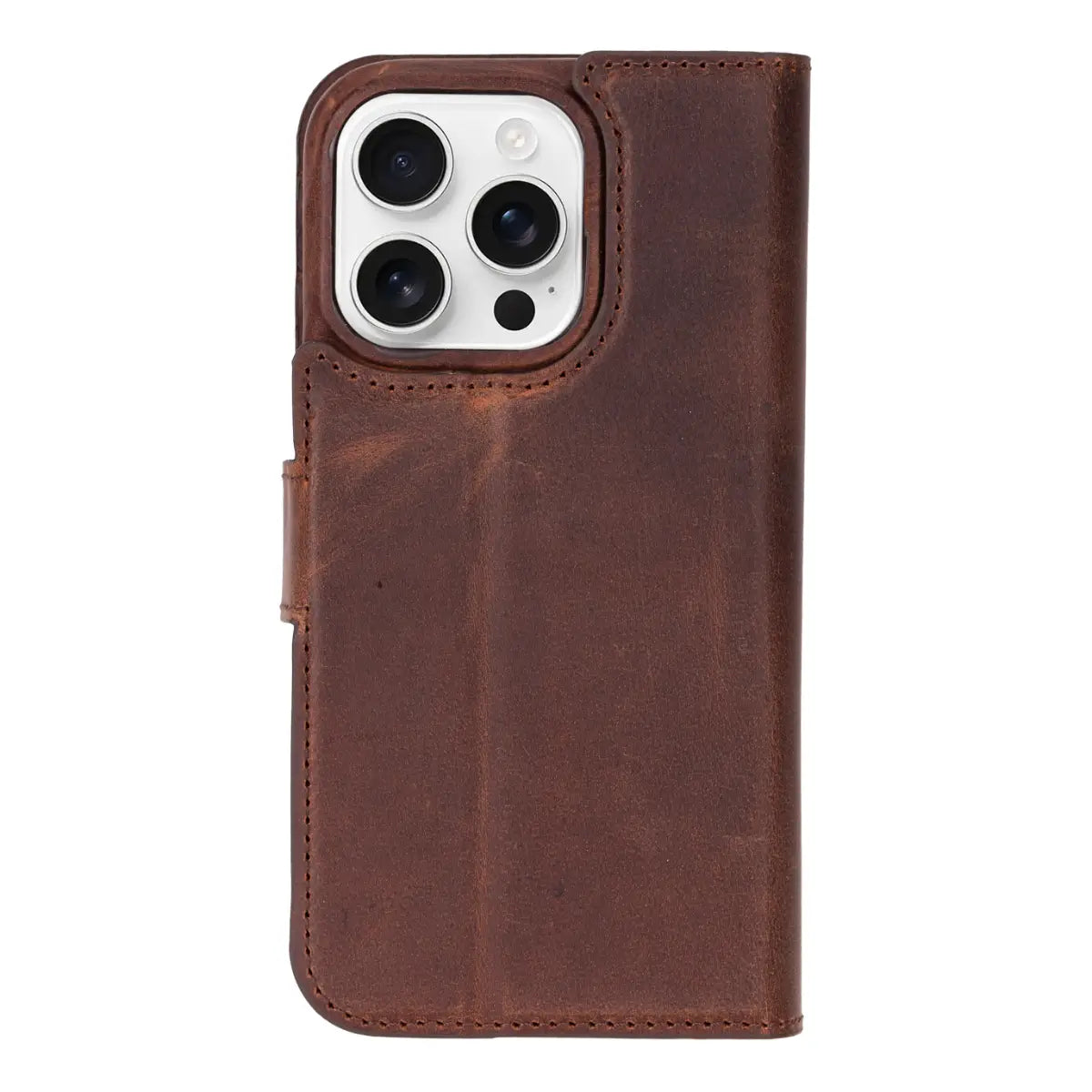 Distressed Brown Leather Prestige Wallet Case for iPhone 16 Pro
