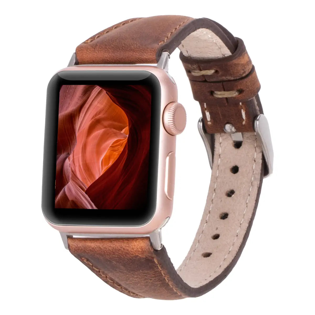 Distressed Brown Leather Slim Apple Watch Band
