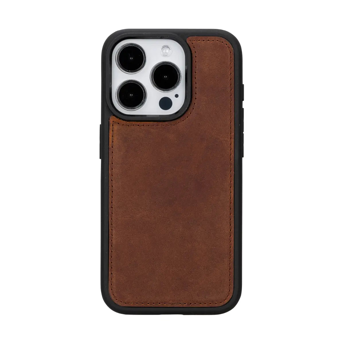 Distressed Brown Leather Wallet Case for iPhone 15 Pro