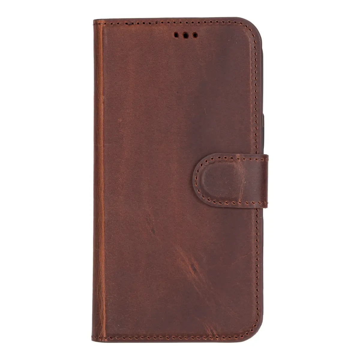 Distressed Brown Leather Wallet Case for iPhone 16