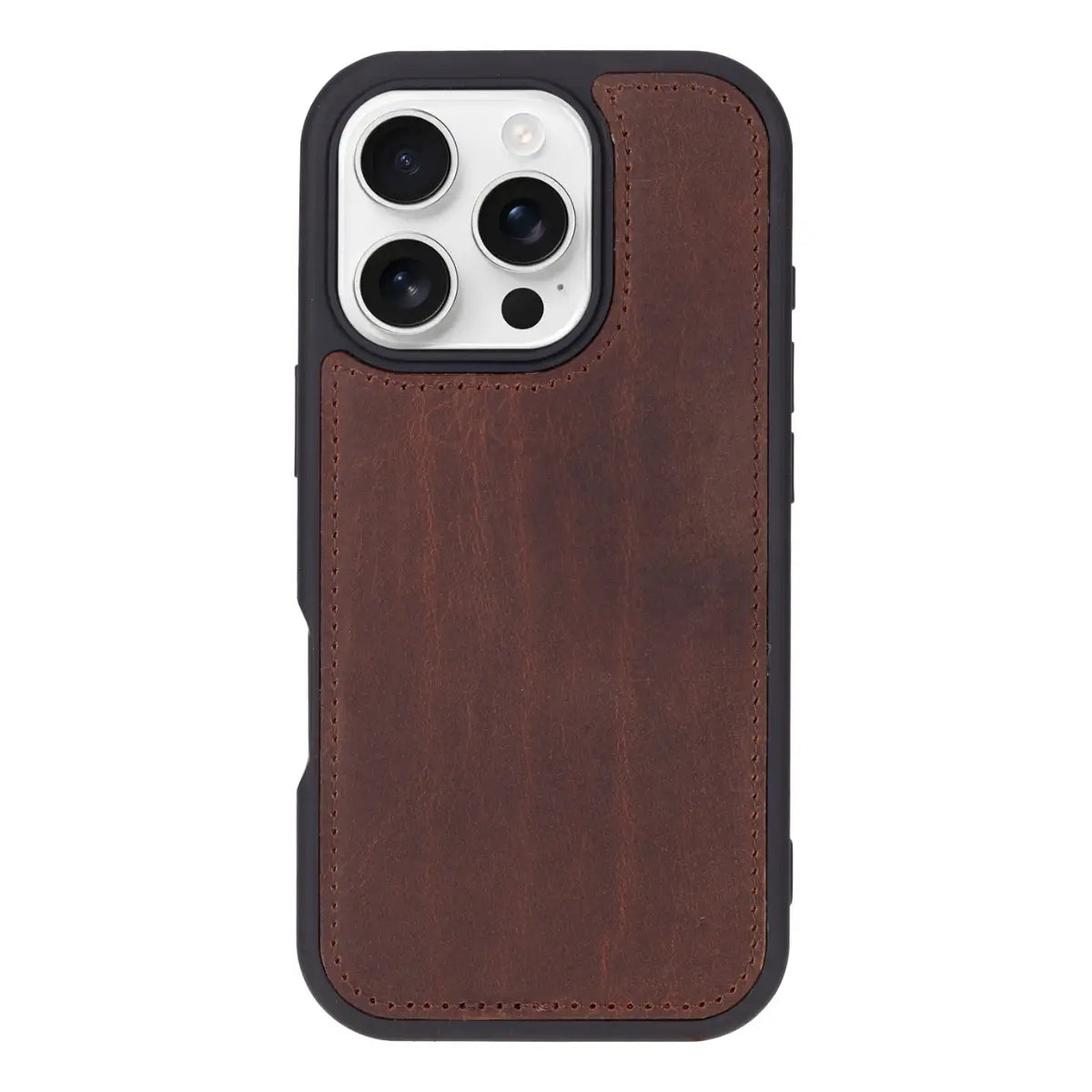 Distressed Brown Leather Wallet Case for iPhone 16 Pro