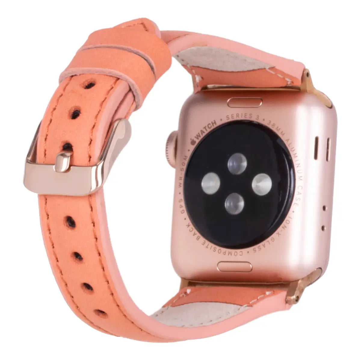 Distressed Orange Leather Slim Apple Watch Band
