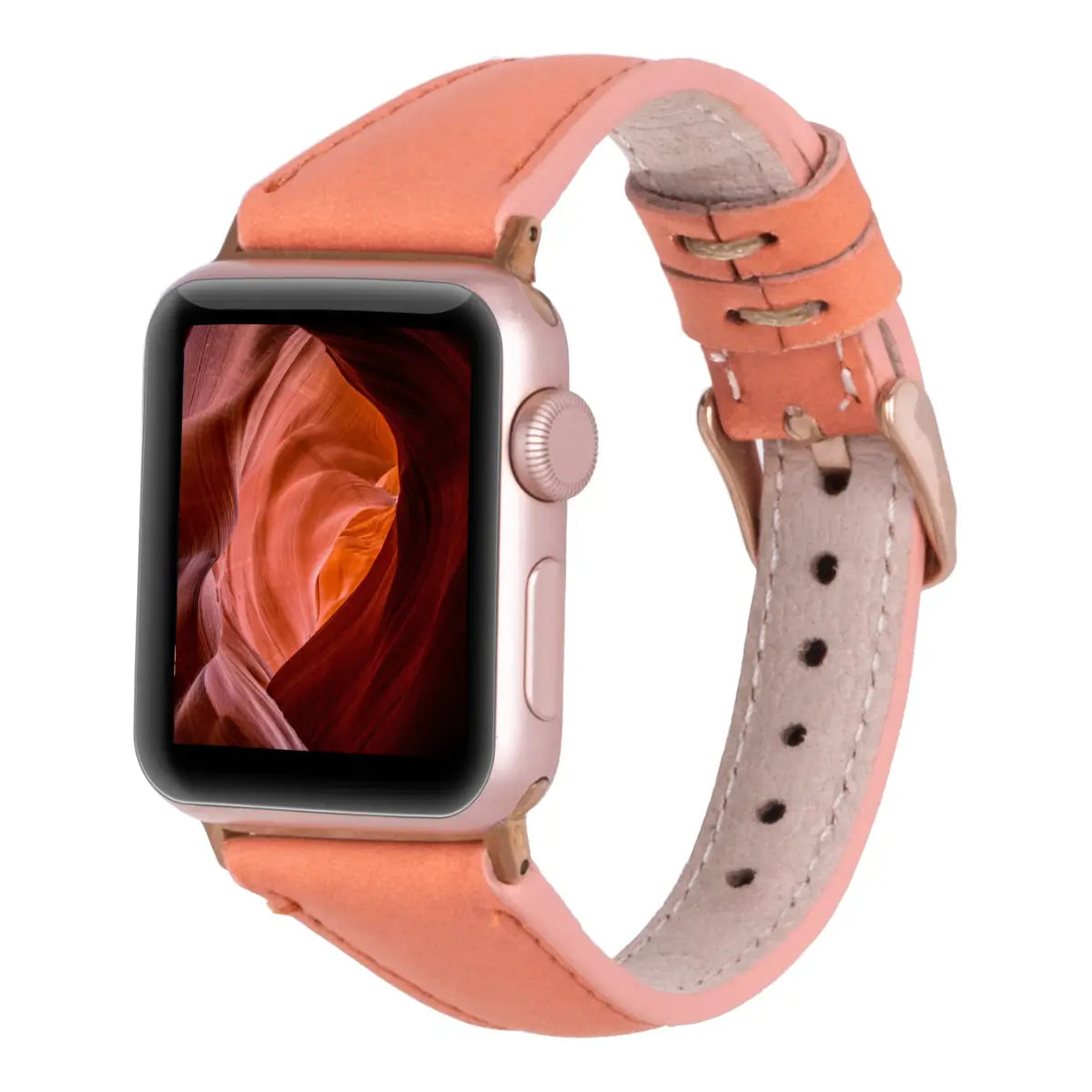 Distressed Orange Leather Slim Apple Watch Band