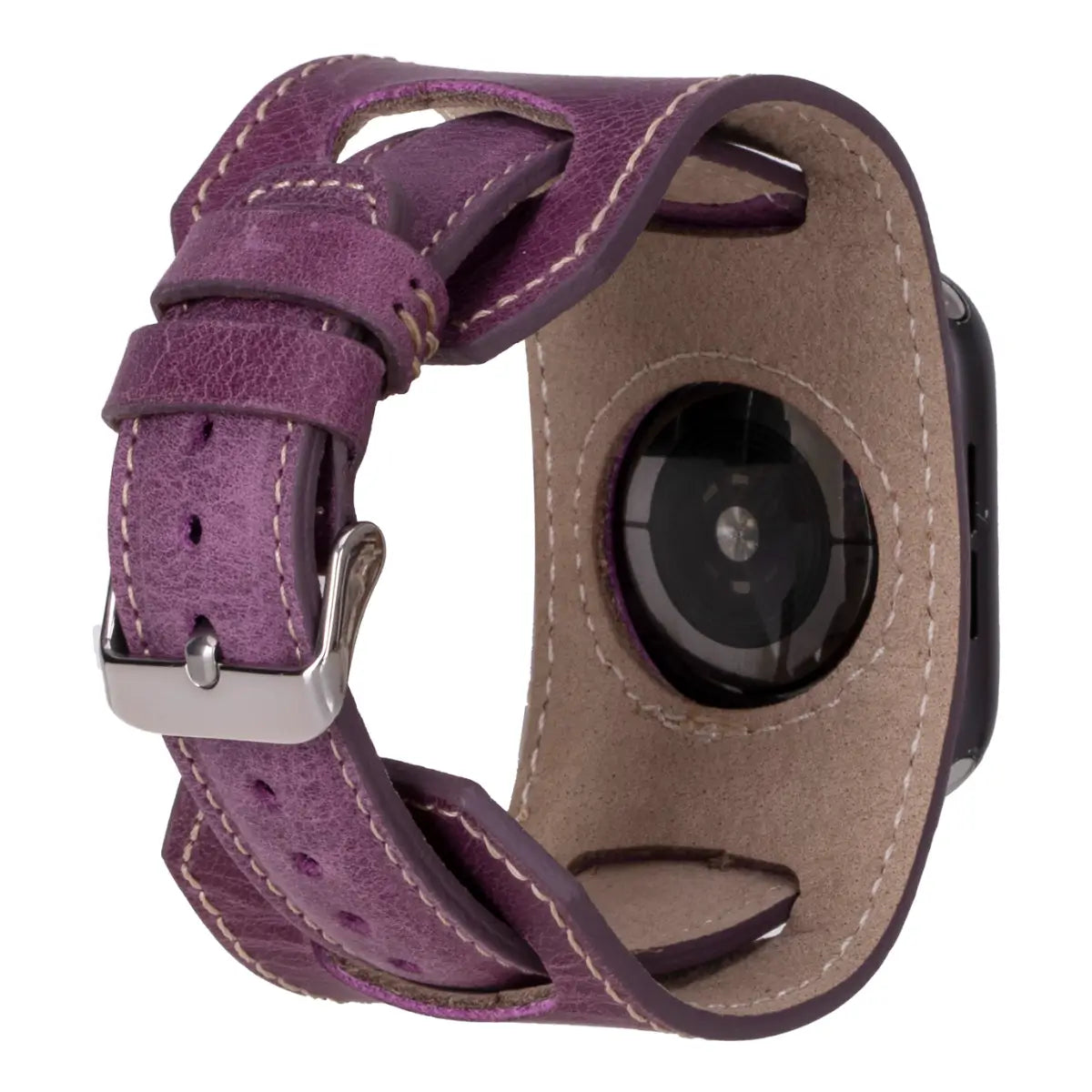 Distressed Purple Leather Cuff Apple Watch Band