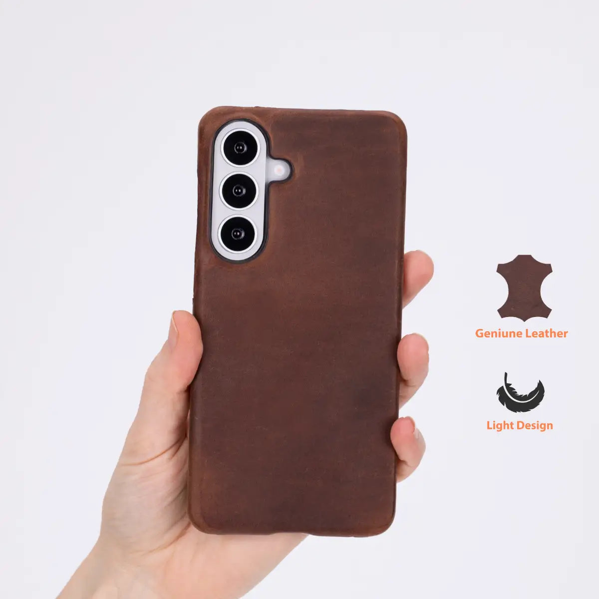 Galaxy S26 Plus Leather Case – Distressed Brown (Rivo)