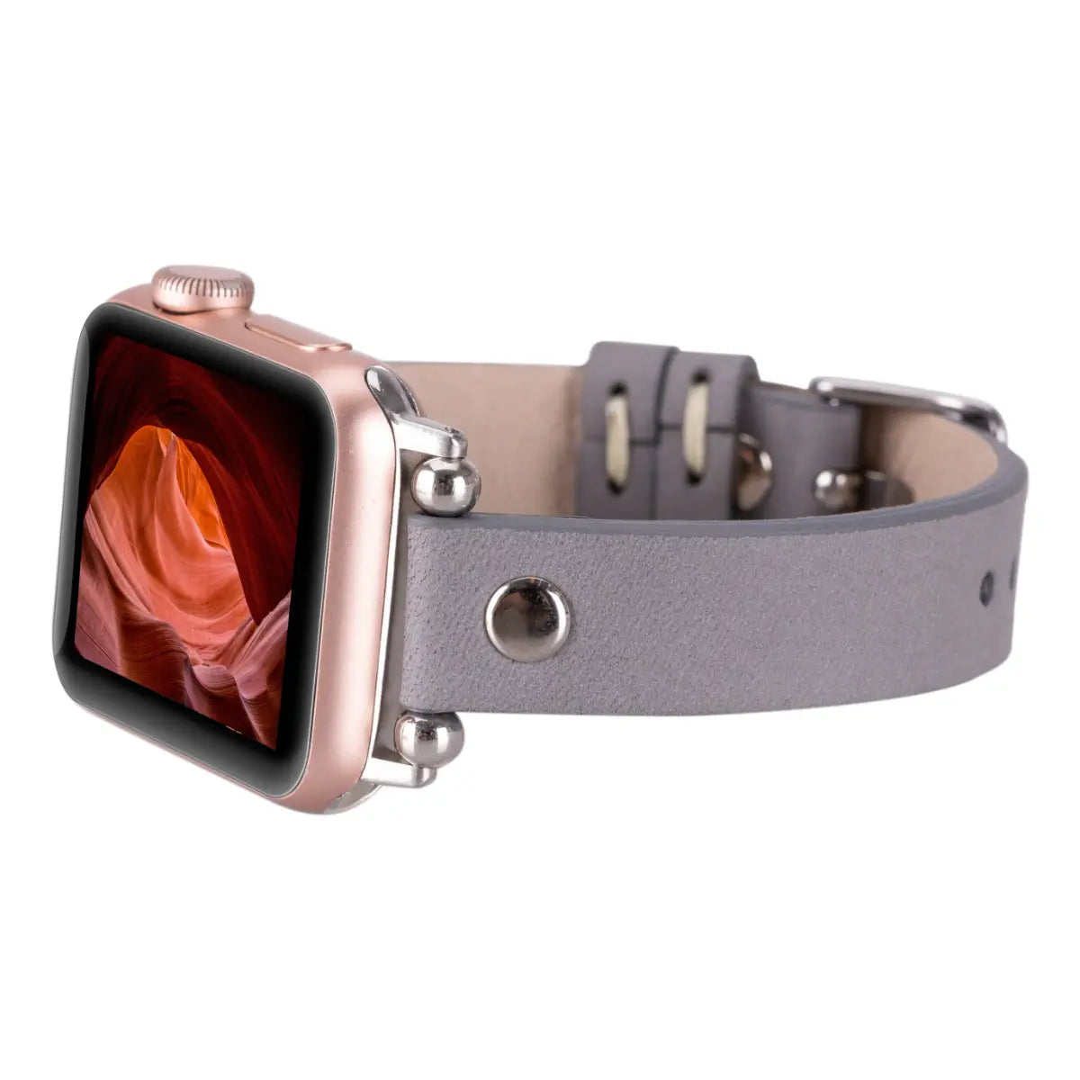 Gray Leather Ultra Slim Apple Watch Band