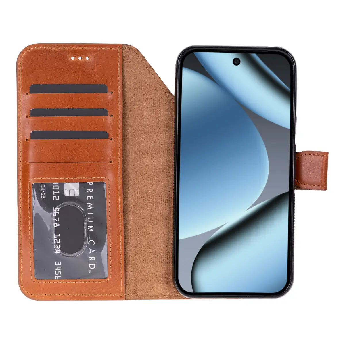 Leather Pixel 10 Detachable Wallet Case, Burnished Tan