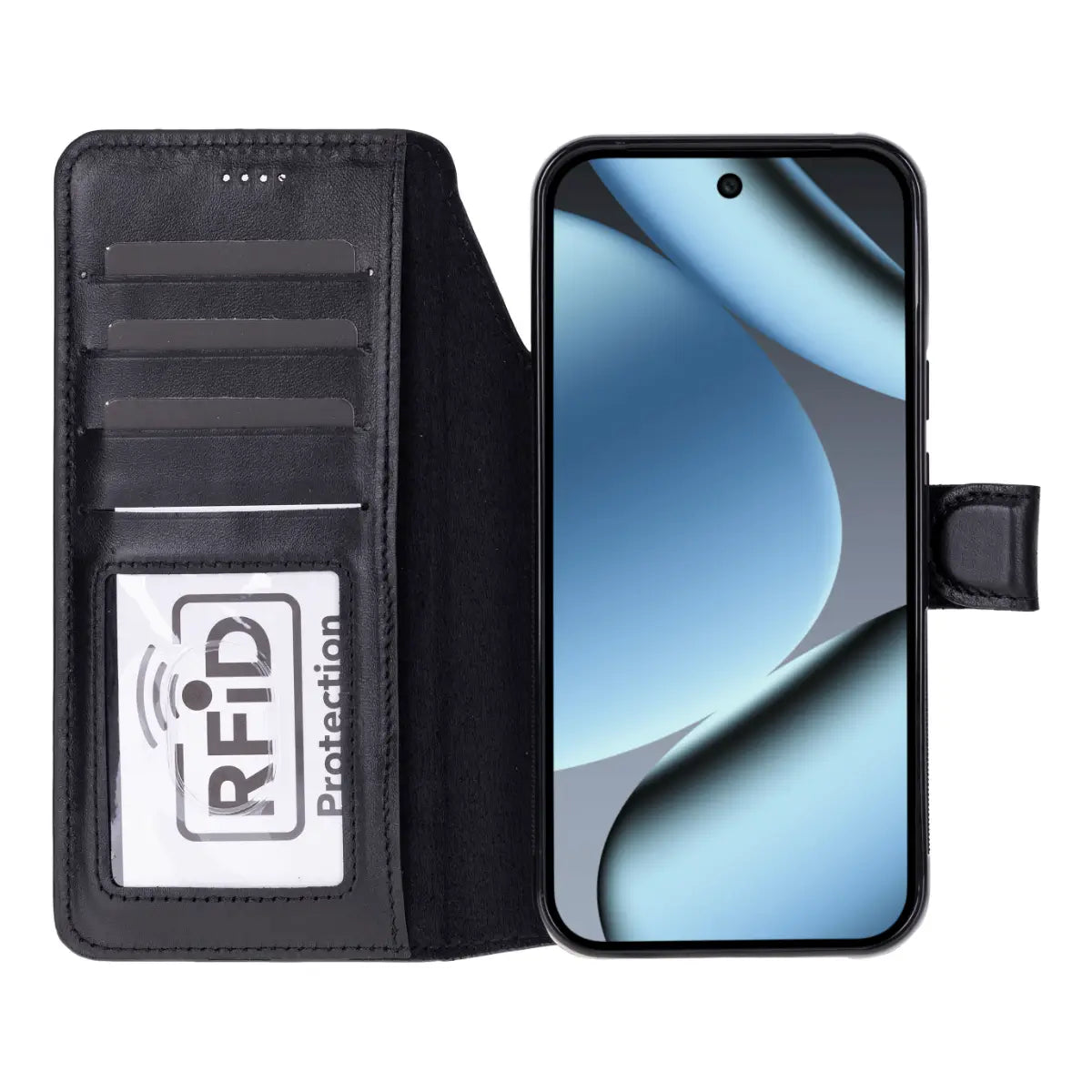 Leather Pixel 10 Pro Detachable Wallet Case, Black