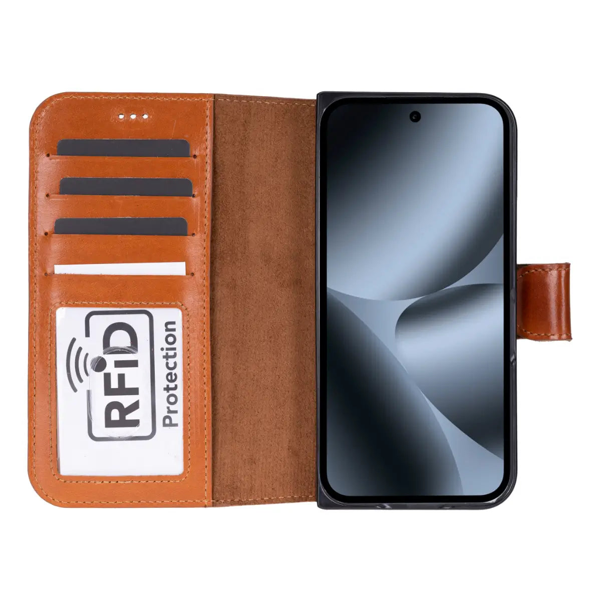 Leather Pixel 10 Pro Fold Folio Case, Burnished Tan