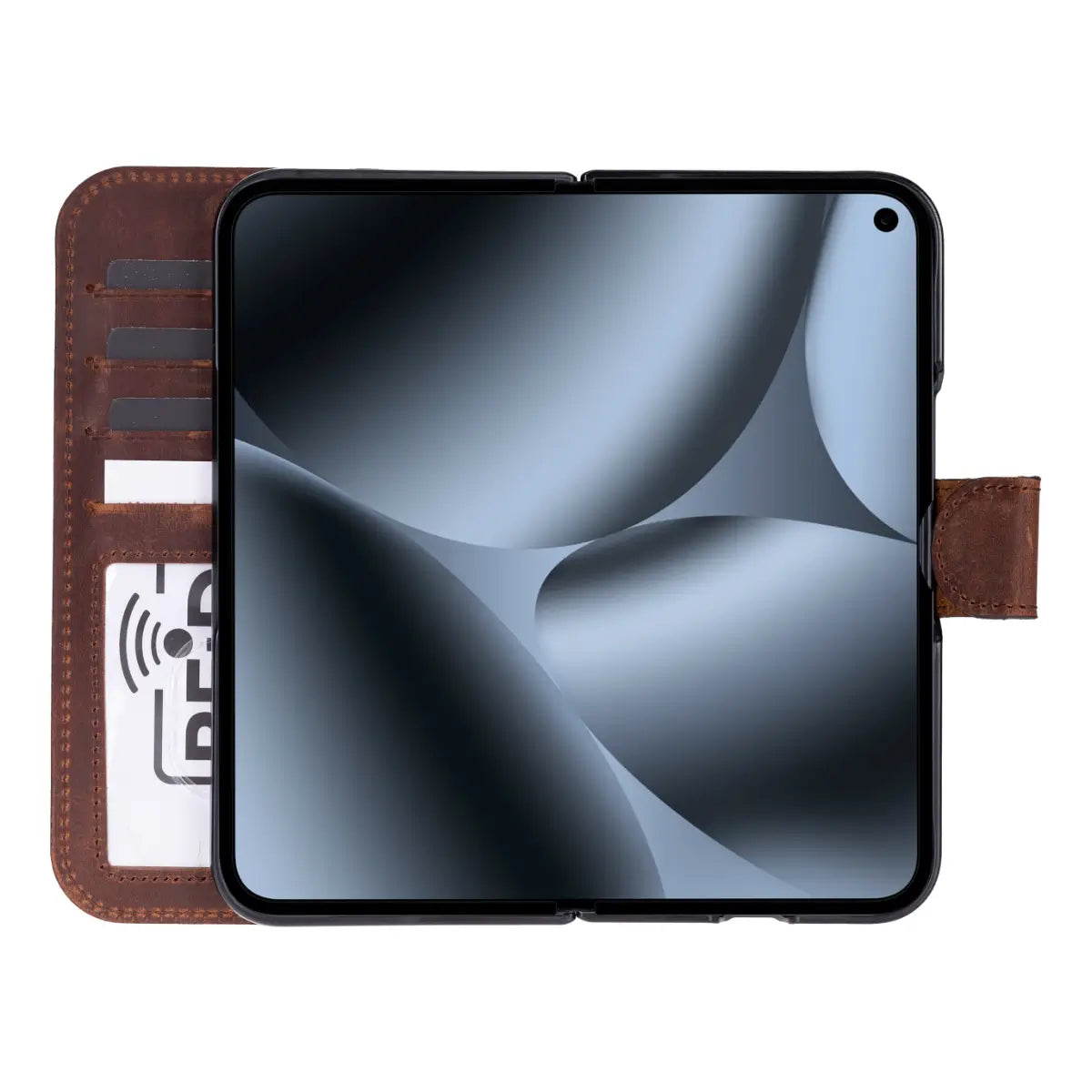 Leather Pixel 10 Pro Fold Folio Case, Distressed Brown