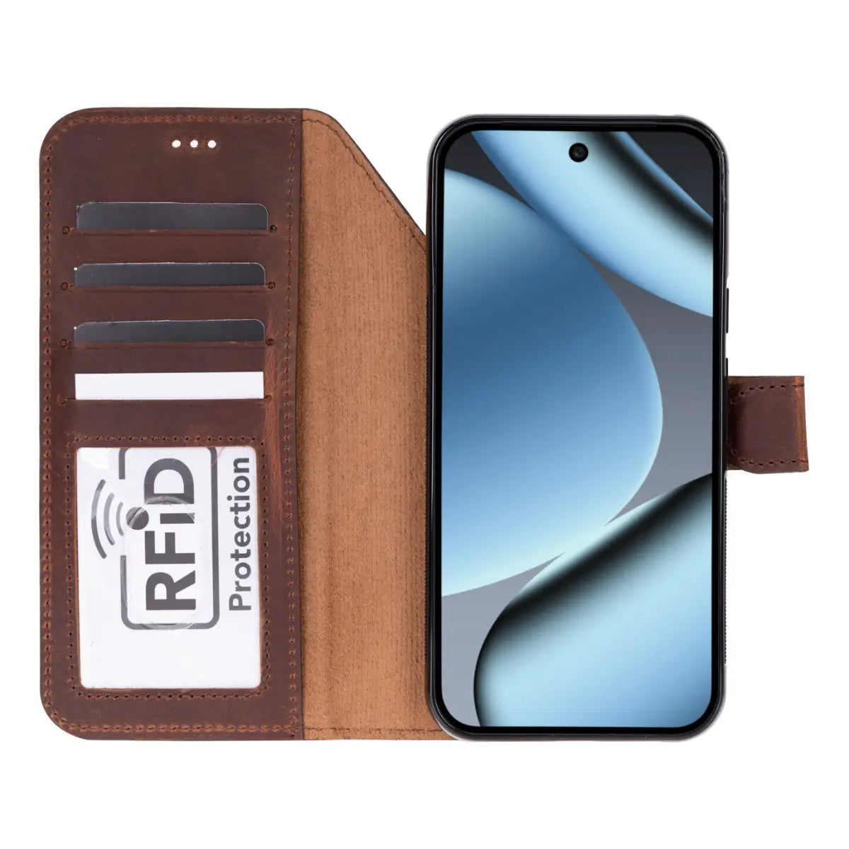 Leather Pixel 10 Pro XL Detachable Wallet Case, Distressed Brown